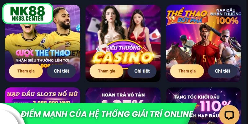 Điểm mạnh của hệ thống giải trí online